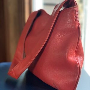 Vibrant Orange Genuine Leather Designer Shoulder Bag by Casa Lopez